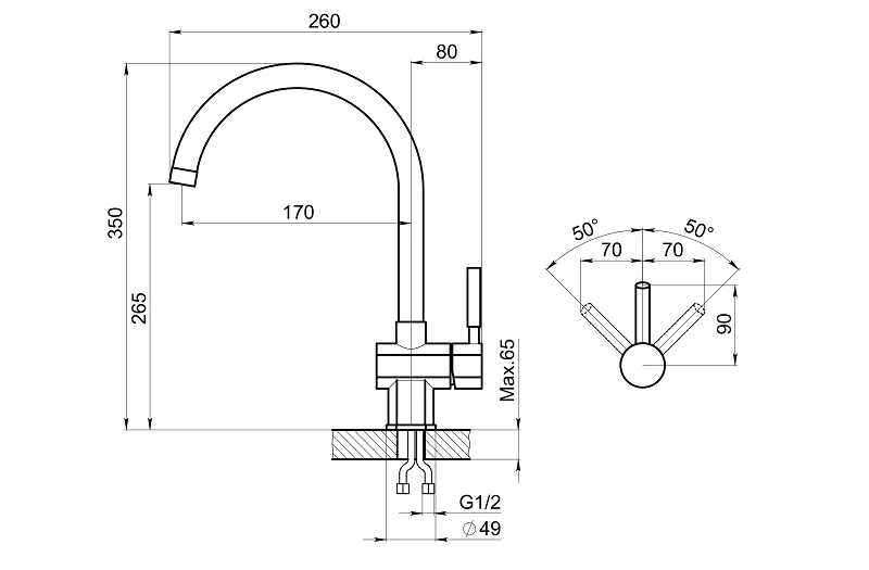 ST-31, БЕЛЫЙ, СМЕСИТЕЛЬ КУХОННЫЙ