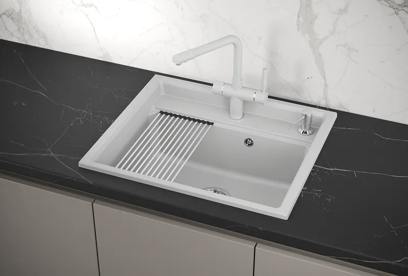 KS-6003, АРКТИК (БЕЛЫЙ), кухонная мойка, кварц